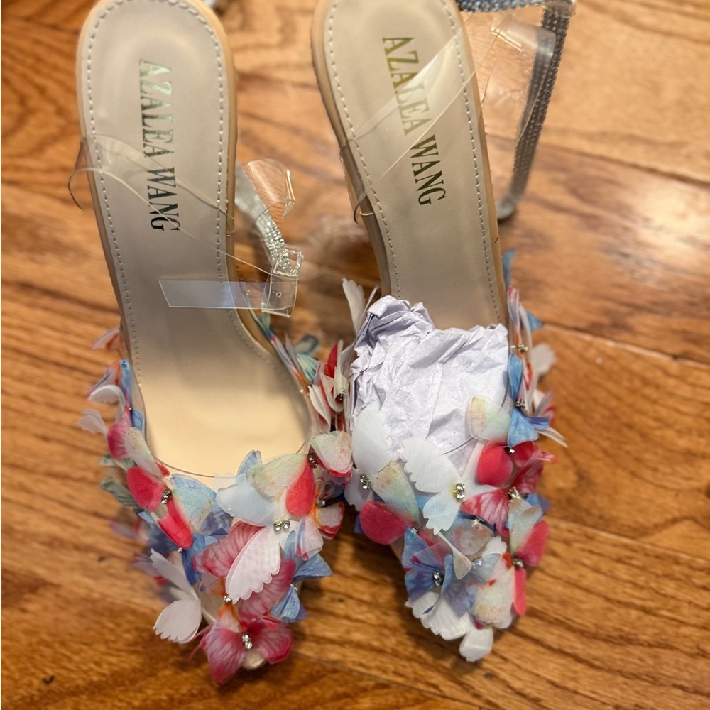 Azalea Wang Floral Embellished Heels
